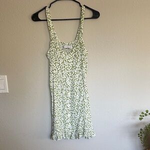 Faithfull the Brand White and Green Mini Dress